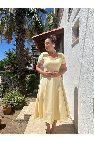 BRGCLOTHING Rochie evazată cu fundă de acoperire pentru talie subțire