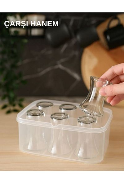 ÇARŞI HANEM Picnic Tea Cup Carrying Apparatus Box 6 Cups Capacity Protective Apparatus Box