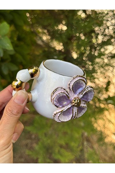 Pernotte Handmade 24K Gold Plated 120 ml Double Turkish Coffee Cup