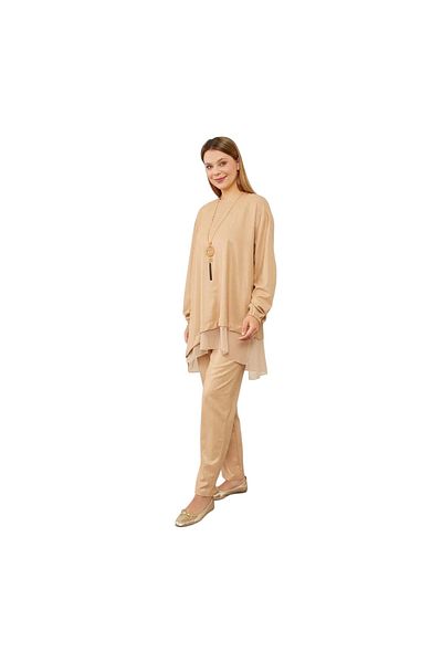Levidor Women's Asymmetrical Cut Chiffon Detailed Tunic Suit