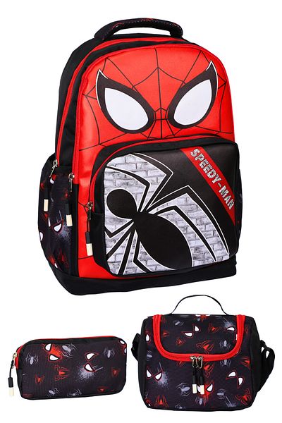 ATHLETIC Men's School Bag Luxury School Bag Pen Holder + Nutrition + Bag Set of 3 School Bag Patterned Character