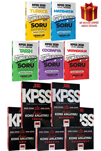 Yediiklim Yayınları KPSS 2026 Bumerang Serisi Türkçe Matematik Tarih Coğrafya...