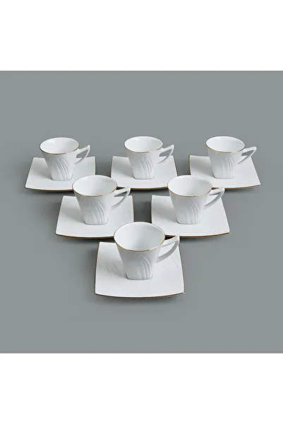 2A ipek hamam kesesi İpek Gold Line 12 Piece Coffee Cup Set - White