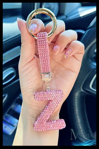 MAZEN Pink Vip Letter Z Keychain |   Stone Charm |   Bag Compatible Sparkling Accessory