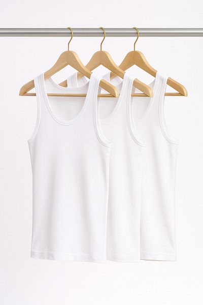QKK Men's 50% Cotton-50% Modal Classic White 3-Piece Undershirt Q2Ik1L1Kk2E.3Lu