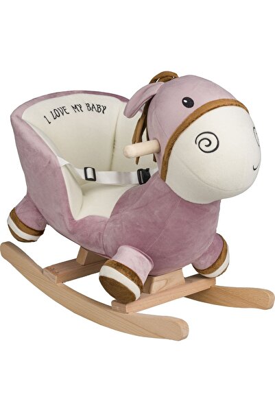 VaVbaby Sallanan At Ahşap Peluş Yumuşak - Eşek Pembe