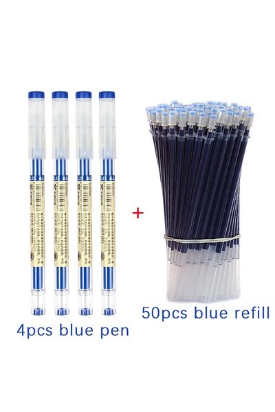 Choice 0.35mm 54pcs blue set 54Pcs/Set 0.35mm Gel Pens Office School Exam Sign Ballpoint Pen Blue Red Black