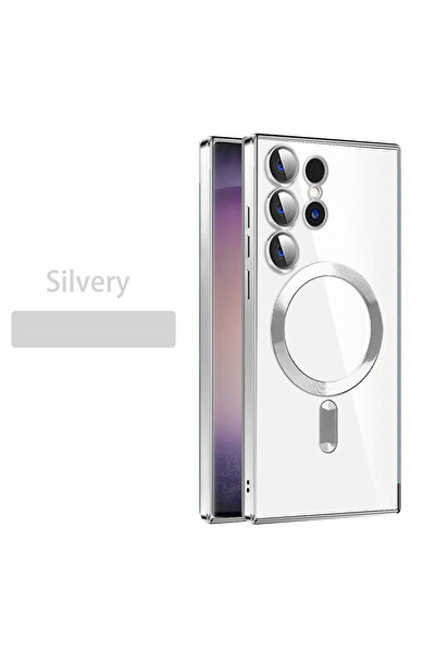 Choice غطاء شفاف مطلي بالفضة المغناطيسية لهاتف S25 Ultra، متوافق مع هواتف S23...