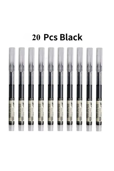 Choice Black 20 Pcs 10Pcs/set High Quality Needle Type Gel Pens Straight Liquid Ballpoint Pen Kawaii Statio