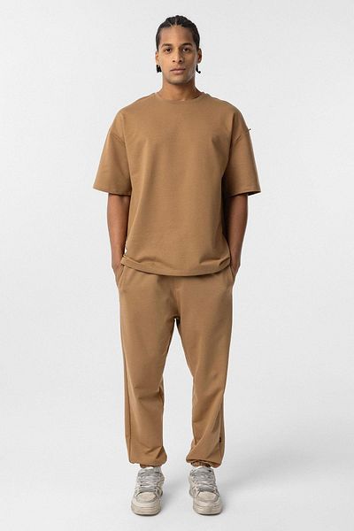 VAMOSCLO Basic Oversize Tracksuit Set with Elastic Legs Camel