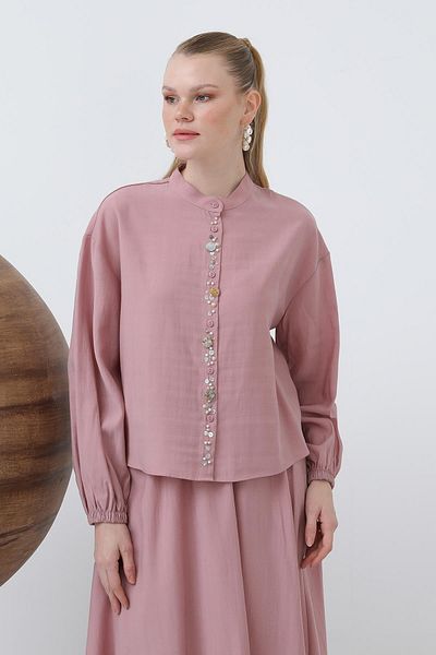 Loreen by Puane Puane Pat Kismi Sea Shell Embroidered Baby Collar Skirt Suit 14308