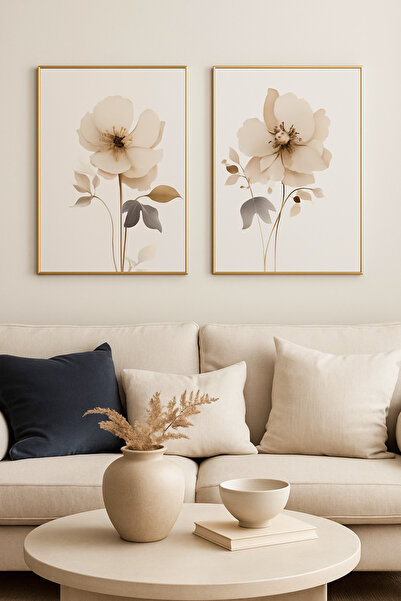 seninürünün Minimalist Soyut Floral - Gerçek Cama Baskı Gold Alüminyum Metal ...