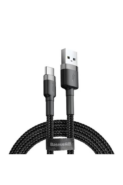 Baseus Cablu Baseus Cafule USB la Type-C, încărcare rapidă, 3A, 1m, aluminiu, nailon, TPE, gri/negru