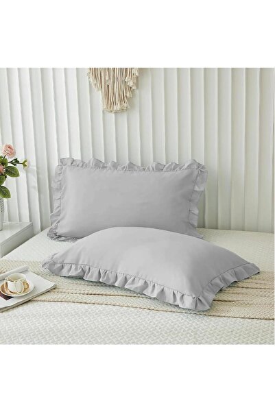 Belomia Home Collection غطاء وسادة مكشكش مقاس 50×70 سم (قطعة واحدة) رمادي فاتح