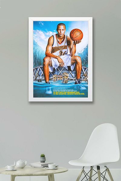 Saturn Pictură înrămată de Stephen Curry - Pictură poster NBA de baschet