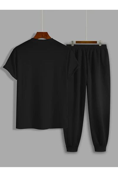 LUNAVISTA Milano Italy Men's Casual Round Neck Sheer Printed T-Shirt & Jogger Set
