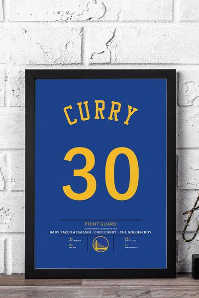 Saturn Tablou cu cadru Stephen Curry - Tricou NBA Golden State Warriors