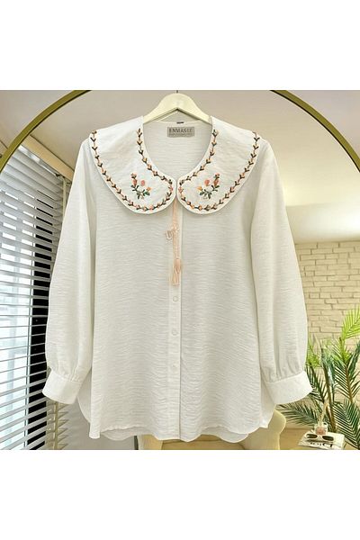 EMMAS CLOTHİNG Embroidery Detailed Linen Tunic