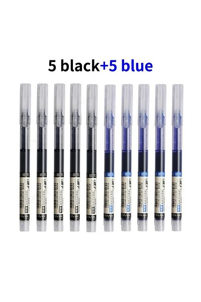 Choice 5black 5blue 10Pcs/set High Quality Needle Type Gel Pens Straight Liquid Ballpoint Pen Kawaii Statio