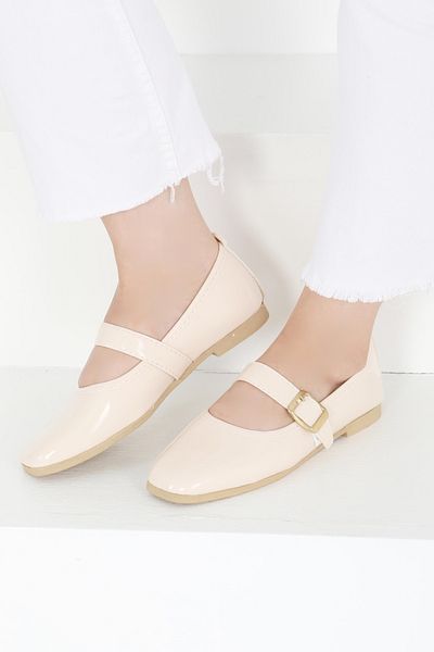 TOFİSA Women's Cream Buckle Ballerinas - 27416