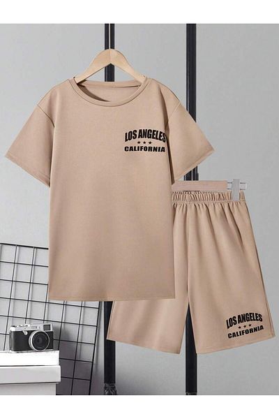 LUNAVISTA Teen Boys Letter Printed 2 Pieces Casual Outfits