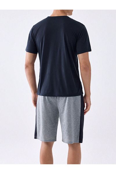 LUNAVISTA Men's Solid Color Short Sleeve Shirt and Shorts Set
