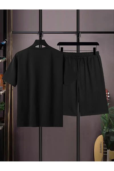 LUNAVISTA Perfect for Street Fashion, Casual Shorts and Sportswear Set with Letter Print T-Shirt and Trousers