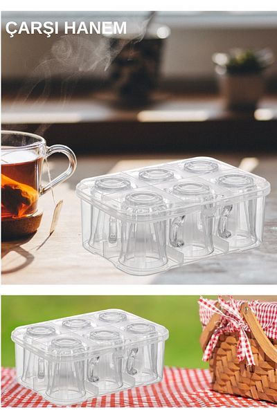 ÇARŞI HANEM Picnic Water Cup Handled Cup Cup Carrying Apparatus Box 6 Cup Capacity Protective Apparatus