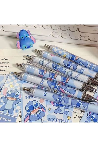 Miniso black 20PCS Stitch Disney Stitch Gel Pen 10-20pcs Cute 0.5 Black Ink Signature Pen Office School Wri