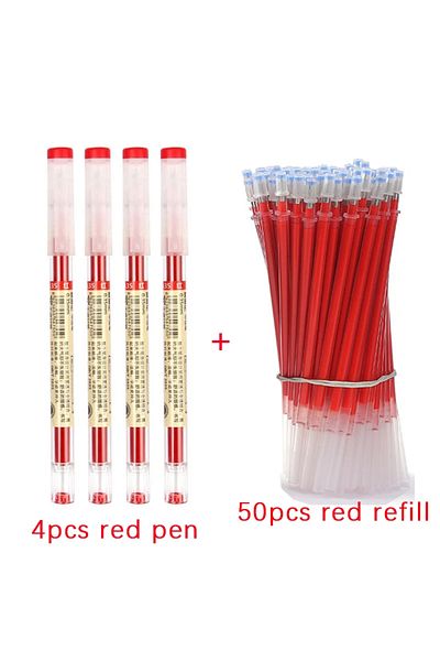 Choice 0.35mm 54pcs red set 54Pcs/Set 0.35mm Gel Pens Office School Exam Sign Ballpoint Pen Blue Red Black