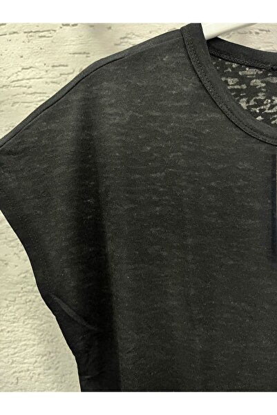 Miss Prova Μπλουζάκι με μαλακή υφή με σχισμές στο πλάι Μαύρο MISSTS2522