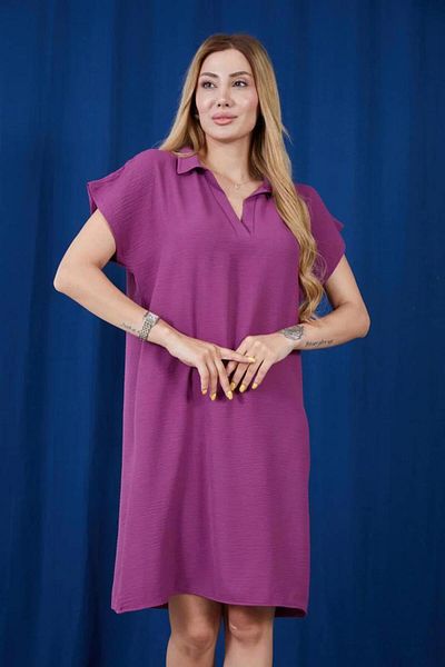 NEW LAVİVA Women's Plum Midi Length Polo Neck Aerobin Dress