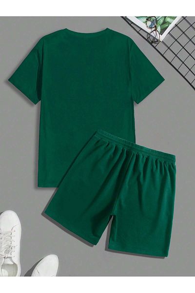 LUNAVISTA Men's Letter Printed Shirt and Shorts Casual De Verano Men