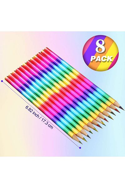 Choice 8Pcs set 8/16Pcs Rainbow 4 Color in 1 Pencils Rainbow Pencils Wooden Colored Pencils Multi Colored P