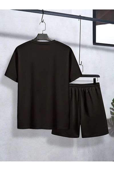 LUNAVISTA Colorful youth summer t-shirt and shorts set casual headset geometric pattern