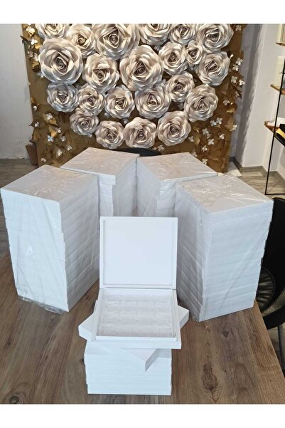 alba tasarım Madlen Çikolata Boş Kutu 16'lı Beyaz ( 50 Adet )