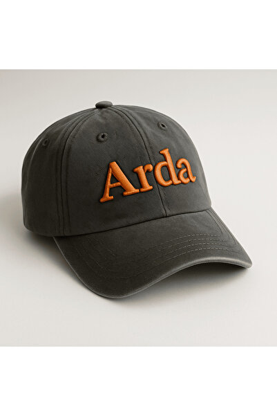 Tesbihane Kişiye Özel İsim Nakışlı Siyah Vintage Stil Eskitme Kumaş Ayarlanabilir Unisex Beyzbol Şapkası