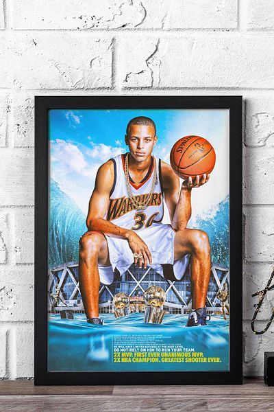 Saturn Stephen Curry Framed Painting - Basketball Nba Poster Painting