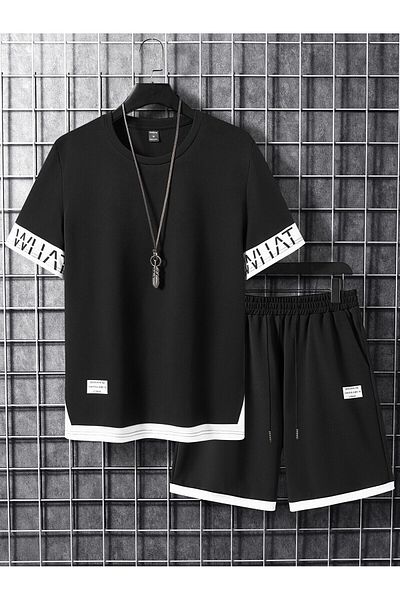LUNAVISTA 2-Piece Short-Sleeved Shirt and Shorts Set for Men, Simple Design for Everyday Wear