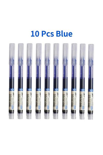Choice 10pcs Blue 10pcs/set Straight Liquid Gel Pen Quick-drying, Large-capacity 0.5mm 10 Colors Ink for Wr