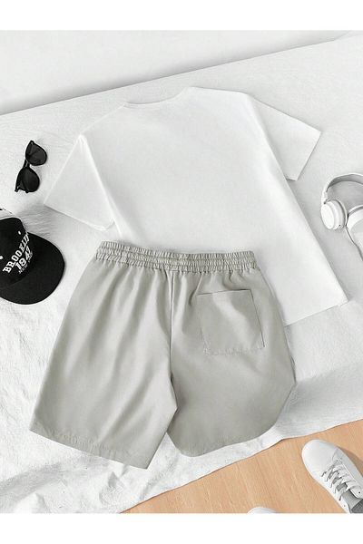 LUNAVISTA Manfiniti Emrg Men's Casual Knitted Printed Short Sleeve T-Shirt and Shorts Set