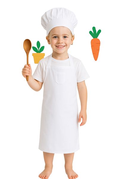 dalip Set Sort si Boneta pentru Copii, 4-10 ani, Ajustabile, Material Textil, Alb