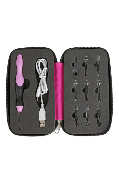 Choice pink handle 9 in 1 Light Up Crochet Hook Set USB Rechargeable Ergonomi...