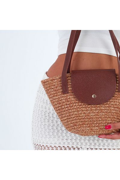 GUONN Flores Straw Baguette Hand Shoulder Bag - Women's Bag