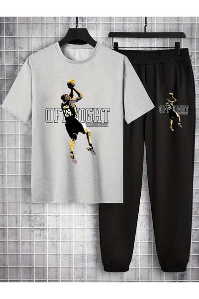 LUNAVISTA Men's Teenager 2 Piece Suit Short Sleeve T-Shirts and Long Pants Casual Tracksuit Set