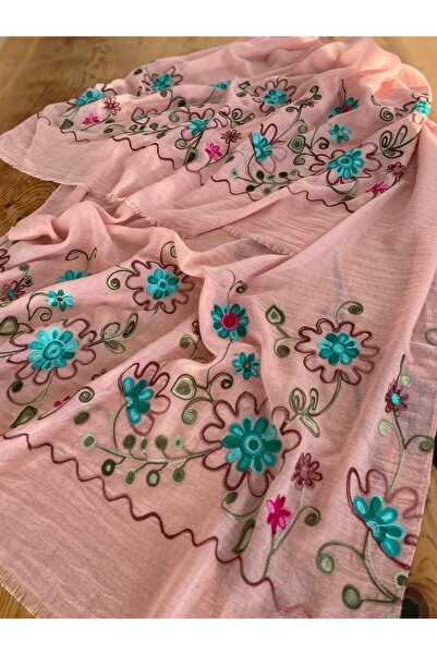 Bohemian شال طبيعي مستورد بالزهور الوردية 1606096