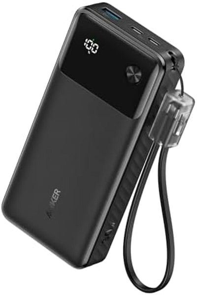 Anker 20000 mAh Powercore Power Bank 20000mAh 30W Portable Charger with USB C Cable Lanyard-black (B