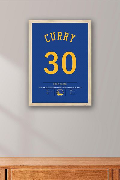 Saturn Stephen Curry Jersey Framed Painting - Nba Golden State Warriors Jersey