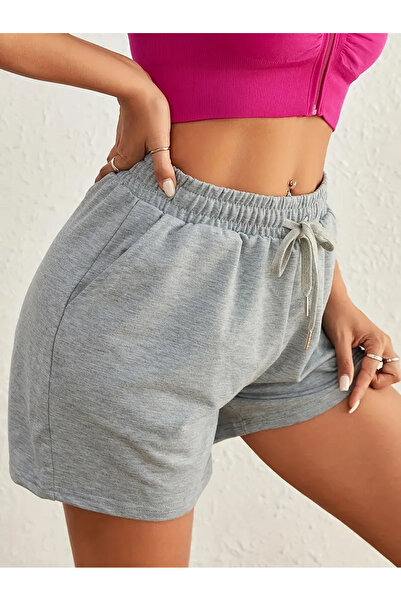 Genel Markalar Kadın Gri Şort Büyük Beden Battal Eşofman Altı Spor Rahat Giyim Kaliteli Şık Görünüm YUS