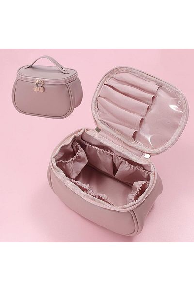 Hediyenza Waterproof Travel Organizer Makeup Bag Multifunctional Cosmetic Handbag with Pink Gold Accessories